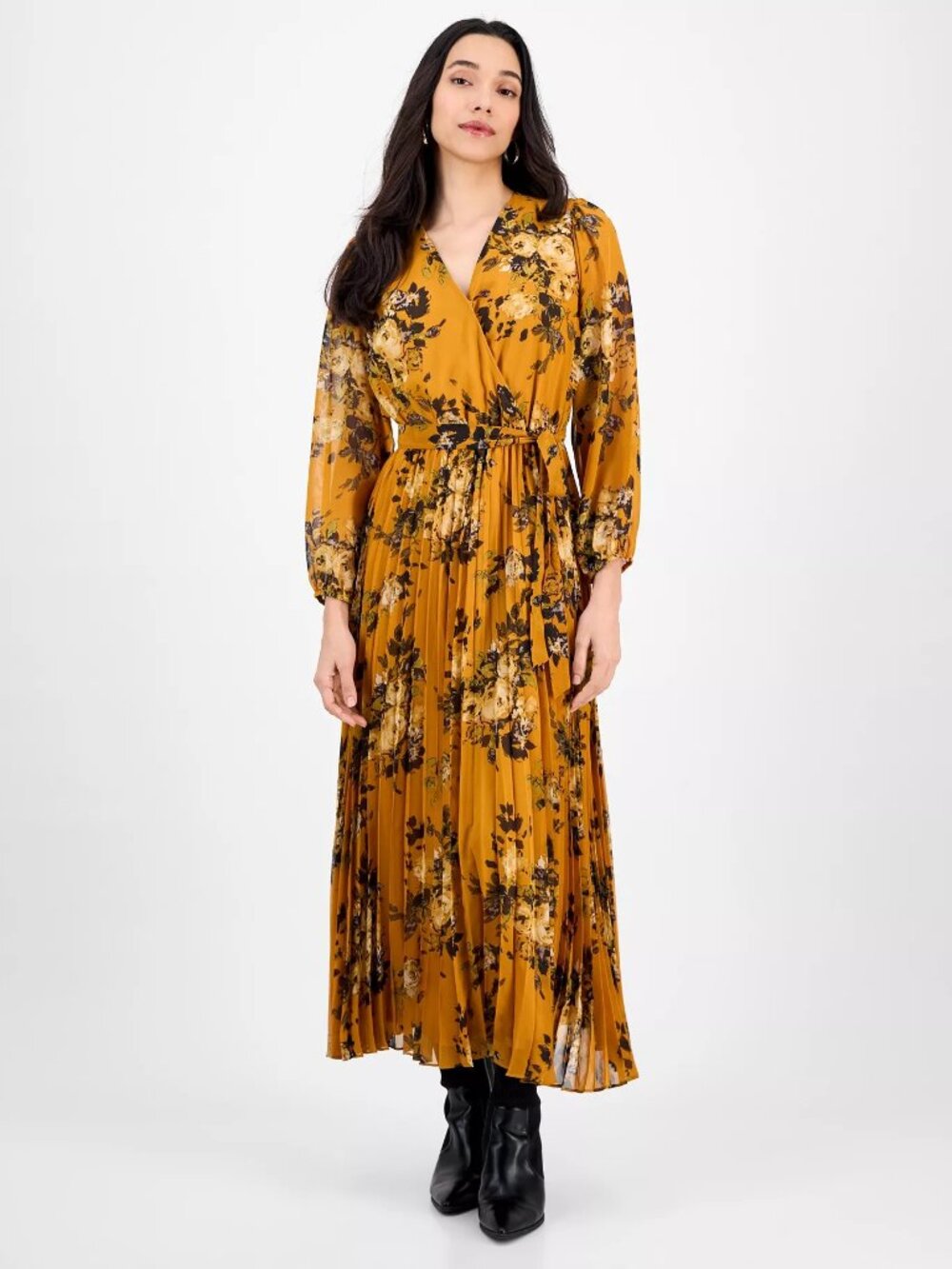 Sandra Darren Floral Pleated Maxi Dress Size 8